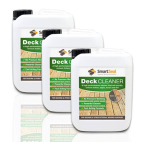 Smartseal Deck Cleaner, Fast Acting Decking Cleaner, Removes Moss, Lichen, Green Algae, Dirt and Black Spot, 3 x 5L