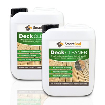 Smartseal Decking Cleaner, Fast Acting Deck Cleaner, Removes Moss, Lichen, Green Algae, Dirt and Black Spot, 2 x 5L