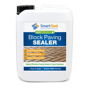 Smartseal Eco-Friendly Block Paving Sealer, Solvent-Free, Durable Sand Hardener and Weed Inhibitor, Block Paving Sealant, 5L