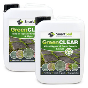 Smartseal Green Clear (Formerly Moss Clear) Lichen Remover and Algae Killer for Roofs, Driveways and Patios, 2 x 5L