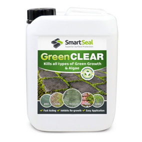 Smartseal Green Clear (Formerly Moss Clear) Lichen Remover and Algae Killer for Roofs, Driveways and Patios, 5L