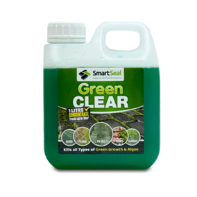 Smartseal Green Clear (Formerly Moss Clear) Lichen Remover and Algae Killer for Roofs, Driveways and Patios, Cover 30m2, 1L