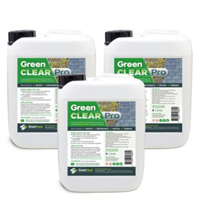 Smartseal Green Clear Pro (Formerly Moss Clear) Lichen Remover and Algae Killer for Roofs, Driveways and Patios, 3 x 5L