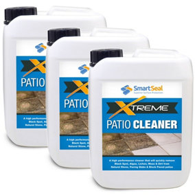 Smartseal Patio Cleaner Xtreme, Black Spot Remover, Dirt, Grime and Algae Killer - Block Paving, Natural Stone Cleaner, 3 x 5L