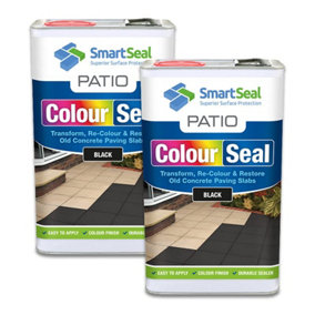 Smartseal Patio ColourSeal, Black, Seal and Restore Concrete Paving Slabs, Concrete Paint for Patio, Concrete Sealer, 2 x 5L