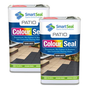 Smartseal Patio ColourSeal, Dark Grey, Seal and Restore Concrete Paving Slabs, Concrete Paint for Patio, Concrete Sealer, 2 x 5L