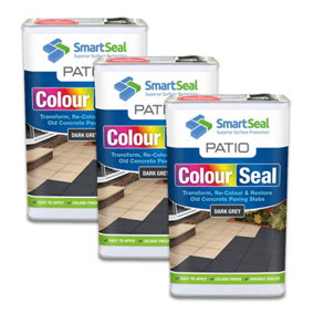 Smartseal Patio ColourSeal, Dark Grey, Seal and Restore Concrete Paving Slabs, Concrete Paint for Patio, Concrete Sealer, 3 x 5L