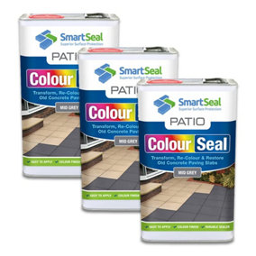 Smartseal Patio ColourSeal, Mid Grey, Seal and Restore Concrete Paving Slabs, Concrete Paint for Patio, Concrete Sealer, 3 x 5L