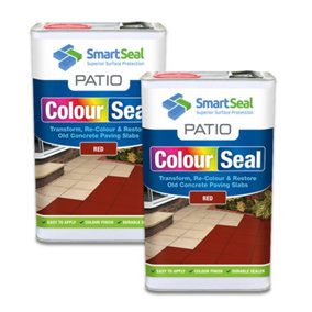 Smartseal Patio ColourSeal, Red, Seal and Restore Concrete Paving Slabs, Concrete Paint for Patio, Concrete Sealer, 2 x 5L