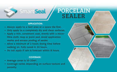 Smartseal Porcelain Sealer and Cleaner, Professional Porcelain Tile Cleaner for Indoor and Outdoor Use, 1L Cleaner and 3L Sealer
