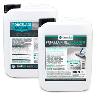 Smartseal Porcelain Sealer and Cleaner, Professional Porcelain Tile Cleaner for Indoor and Outdoor Use, 5L Cleaner and 5L Sealer