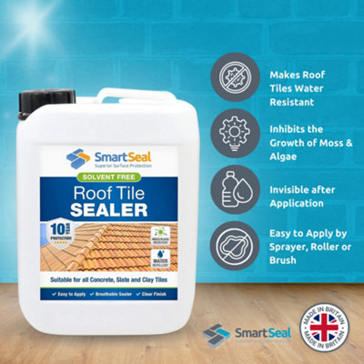 Smartseal Roof Tile Sealer, For Concrete, Slate and Clay Roof Tiles, 10yr Water Repellent, Protecting Against Moss and Algae, 25L