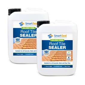 Smartseal Roof Tile Sealer, For Concrete, Slate and Clay Roof Tiles, 10yr Water Repellent, Protecting Against Moss and Algae, 2x5L