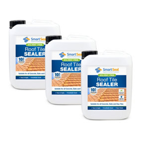 Smartseal Roof Tile Sealer, For Concrete, Slate and Clay Roof Tiles, 10yr Water Repellent, Protecting Against Moss and Algae, 3x5L