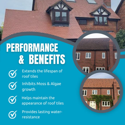 Smartseal Roof Tile Sealer, For Concrete, Slate and Clay Tiles, 10 Year Water Repellent, Protecting Against Moss and Algae, 5L