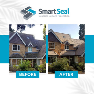Smartseal Roof Tile Sealer, For Concrete, Slate and Clay Tiles, 10 Year Water Repellent, Protecting Against Moss and Algae, 5L