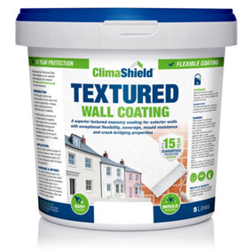 Smartseal Wall Coating Textured (Brilliant White), Waterproof 15 years, Brickwork, Stone, Concrete and Render, Breathable, 5kg