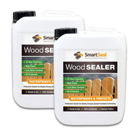 Smartseal Wood Sealer, Clear Dry Finish, Outdoor and Indoor, 10 Year Protection, Suitable for Fences, Sheds and Furniture, 2 x 5L