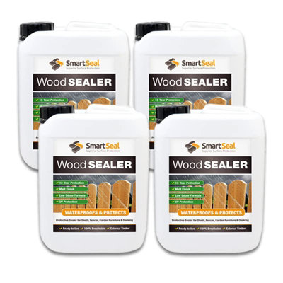 Smartseal Wood Sealer, Seal Wood Invisible Finish, Outdoor and Indoor, 10 Year Protection, For Fences, Sheds and Furniture, 4 x 5L