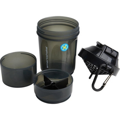 Bouteille SmartShake Original2Go 600 Ml – Noir, 3 Compartiments, Étanche, Sans BPA, Lave-Vaisselle