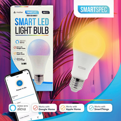 Light Bulb Google Home Colours Smart Light Bulbs, WiFi Globe Shape
