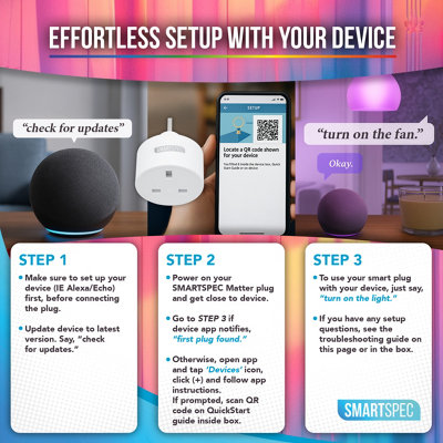 SMARTSPEC SMART PLUG UK 2 PACK Works with Alexa, Google Home, Apple ...