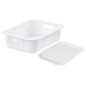 SmartStore Basket Recycled10 White Storage Basket 6L With Plastic Lid