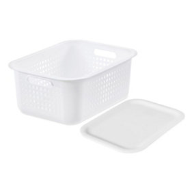 SmartStore Basket Recycled15 White Storage Basket 10L With Plastic Lid