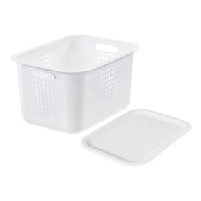 SmartStore Basket Recycled20 White Storage Basket 13L With Plastic Lid