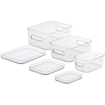 12 Small Plastic Containers With Lids 80ml - Stackable Small Food Containers 6X6x4cm - Airtight Colourful Small Storage Containers
