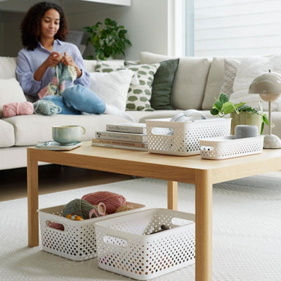 SmartStore Essence Slim Sea Salt Storage Tray Basket 1.3L, 3 Pack