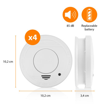 Mains Powered Smoke Alarms, Interlinked Wired Alarm Smoke Detector 1 Year Replaceable Battery