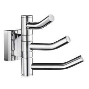Smedbo Chrome Swivel Swing Arm Triple Towel Hook Wall Mounted