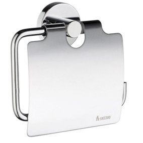 Smedbo Chrome Wall Mounted Toilet Roll Holder with Lid Cover