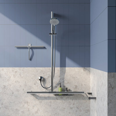 Smedbo Chromed Steel Shower Bar Riser Rail with T-Connection
