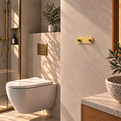 Smedbo Double Brushed Brass Towel Hooks (120mm) Wall Mounted Bathroom ...