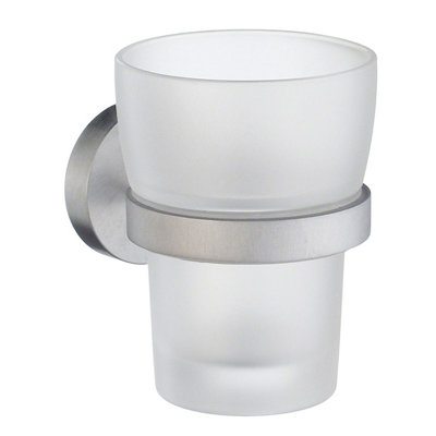 Smedbo Frosted Glass Tumbler with Chrome Bathroom Wall Mount Holder Price Comparisons | Compare The Build