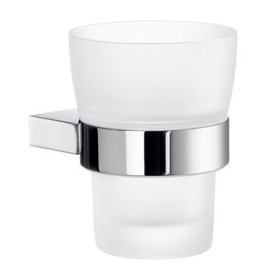 Smedbo Frosted Glass Tumbler with Polished Chrome Wall Mount Holder