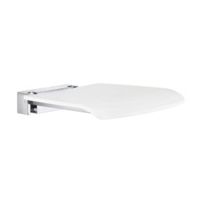 Smedbo LIVING - Folding Wall mounted Shower Seat, Chromed Zinc/Aluminium, White seat
