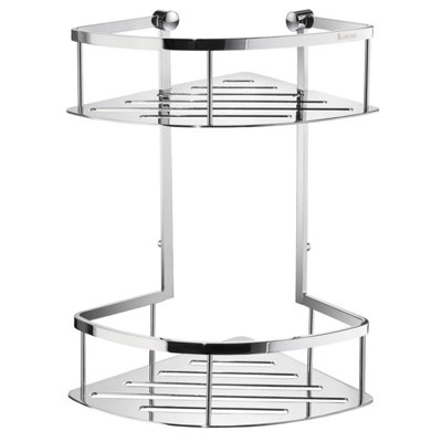 Smedbo Polished Chrome Two Tiered Corner Shower Basket Soap Caddy