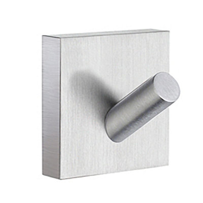 Smedbo Single Brushed Chrome Towel Hook (45mm x 45mm) Wall Mounted Bathroom Storage Square Robe Hooks Clothes Hanger Coat Peg
