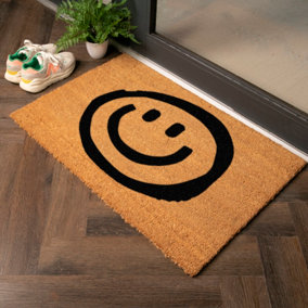 Smiley Face Country Size Coir Doormat