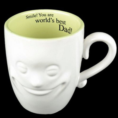 Smiling Face Mug Tea Coffee Fine China Ceramic Cup Gift Set Novelty New 3D Message For Dad