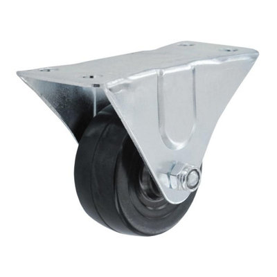 Smiths Ironmongery Rigid Rubber Castors Steel/Black (75mm)