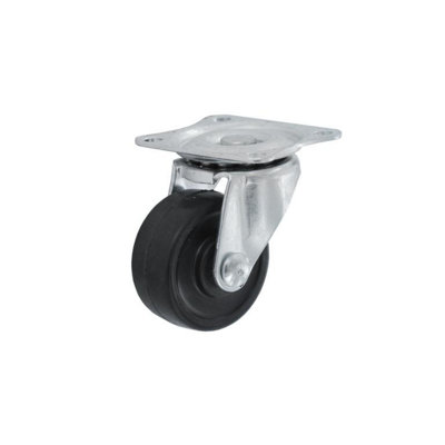 Smiths Ironmongery Rubber Castor Silver/Black (49mm x 40mm)
