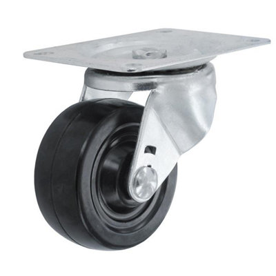 Smiths Ironmongery Rubber Swivel Castor Steel/Black (100mm)