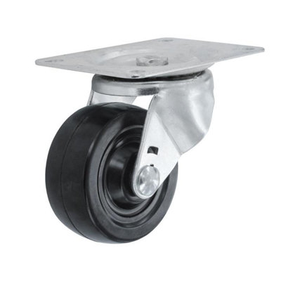 Smiths Ironmongery Swivel Rubber Castor Silver (105mm x 80mm)