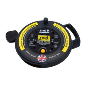 SMJ Electrical CP0413 ReelPro 4 Metre 13 amp 4 Socket Thermal Cable Reel - Black/Yellow