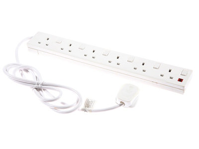SMJ F6W2IS Extension Lead 240V 6-Way 13A Switched Neon 2m SMJF6W2IS