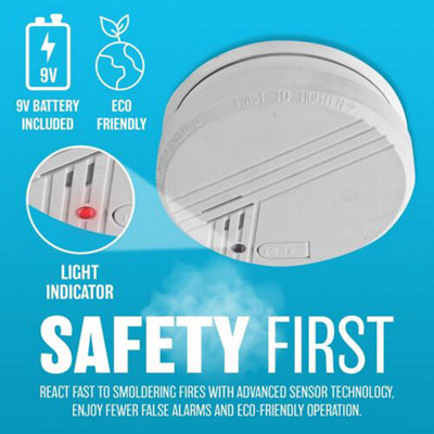 Smoke Alarm Detector Home Garage 85Db Battery Powered Safety Optical Office - 3
